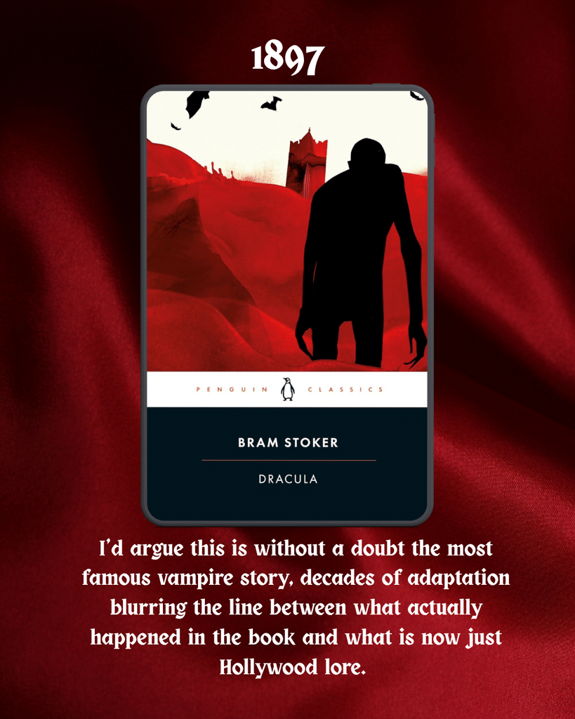 Dracula is the most famous vampire story ever told. The image shows the cover of Dracula by Bram Stoker. 